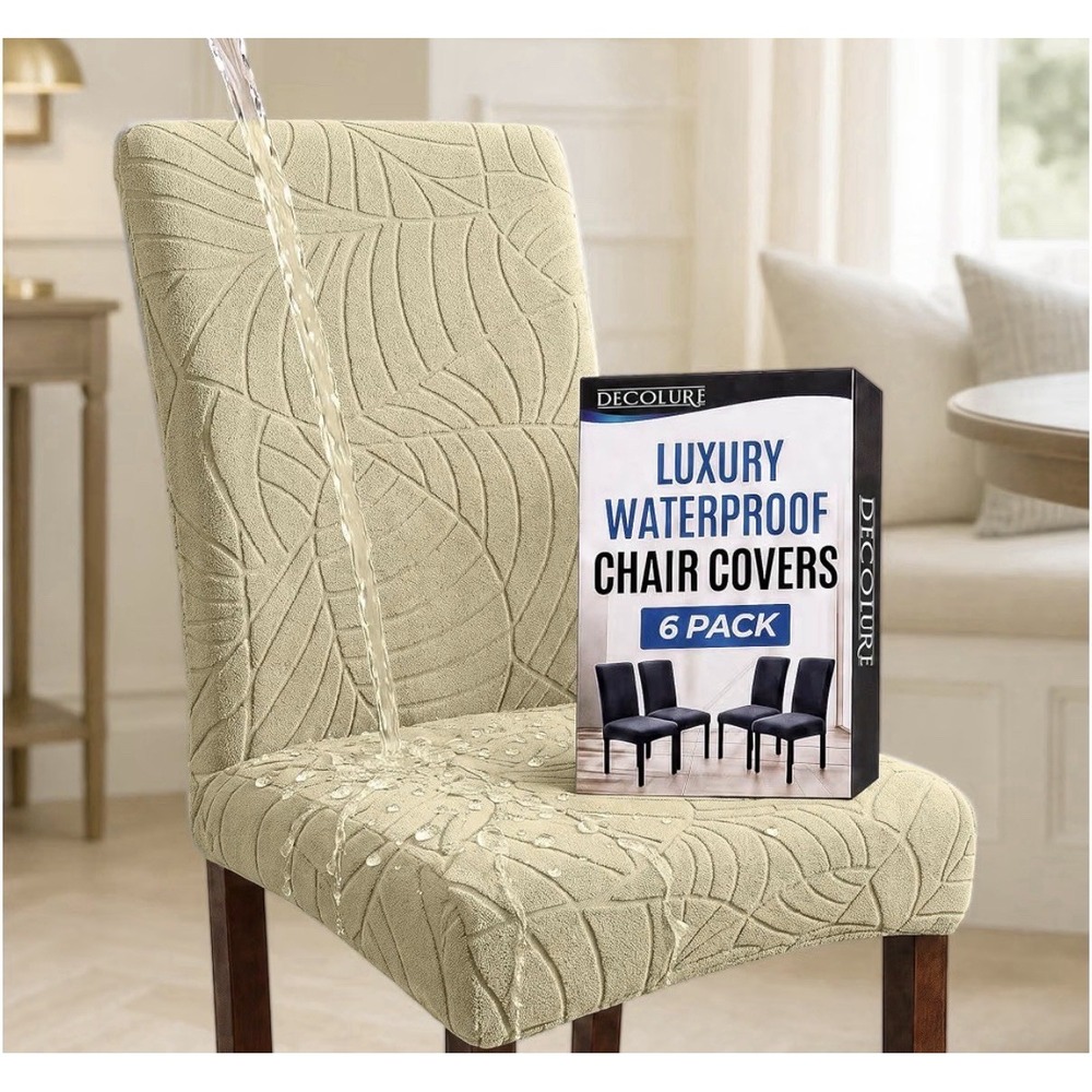 Waterproof Chair Seat Covers Set of 6 for Dining Room Stretch Removable Washable
